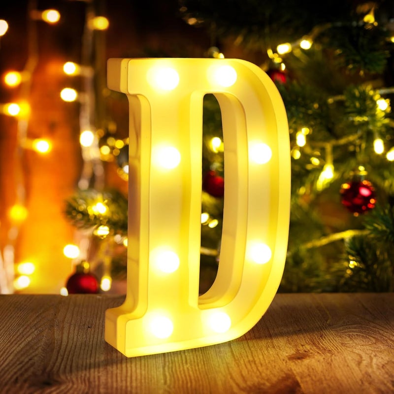 Funsky Light Up Letters D,LED Sign Marquee Letters 26 Alphabet for Party Birthday Name,Wedding,Christmas Decorations,Personalized Name Sign Letter for Centerpieces Table and Wall Decor - Image 1